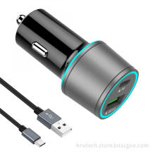 Mini USB Car Charger Adapter with Blue LED